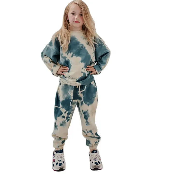 幼児の女の子の服セット絞り染めスウェットスーツコットン長袖衣装スポーツトラックスーツトップスウェットパンツキッズジョガーセット