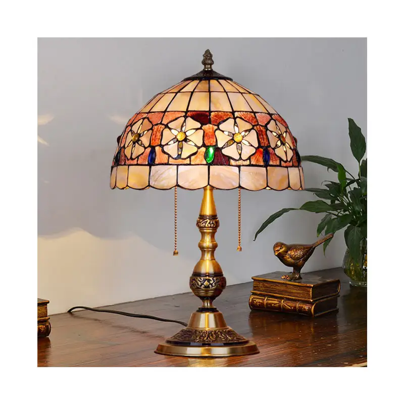 European Design stained glass tiffany vitray lamba plant series table lamp light for Living Room