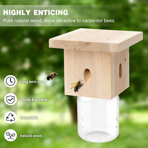 Trampa para abejas carpinteras de <span class=keywords><strong>madera</strong></span> de abeto natural, no tóxica, reutilizable, para control de plagas de jardín, para colgar en exteriores. - Product Image 4