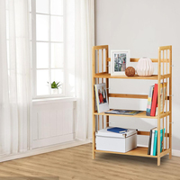 Étagère autoportante en bambou écologique, organisateur utilitaire à 3 niveaux avec finition laquée, étagère échelle pour la maison, le salon et la salle de bain