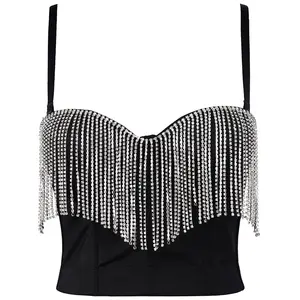 Best Selling Women's Clothes Stage Wrapped Chest Tight Rhinestone Tassel Bead Corset Light Diamond Camisole Women's Top Sexy Bra