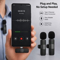 Microphone Lavalier Sans Fil Omnidirectionnel Professionnel K9 Plug & Play avec Réduction du Bruit pour iPhone Android YouTube