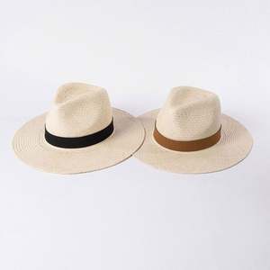 Chapeaux de plage grande taille tendance été, en paille naturelle Panama, protection solaire pour sports de plein air, voyages, pêche, protection UV - Product Image 1