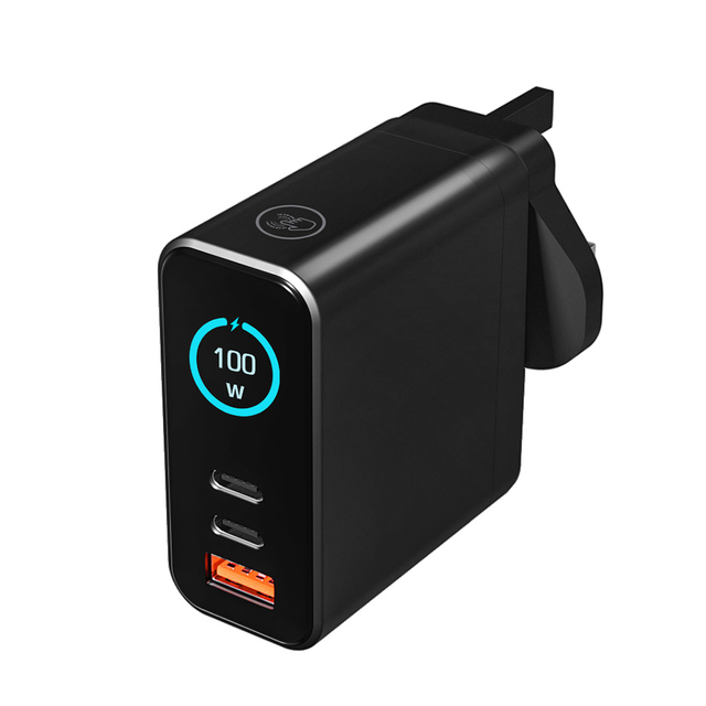 100W GaN Travel PD Wall Charger 2C1A Ports with TFT Screen Display
