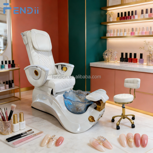 Fauteuil de Massage Pédicure Spa Moderne Blanc Doré pour Hommes pour Salon d'Onglerie - Product Image 6