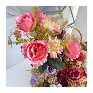 Fleurs artificielles <span class=keywords><strong>Yu</strong></span> <span class=keywords><strong>Lin</strong></span>, combinaison de petites roses à 5 branches - Product Image 6