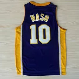 新しいファッション #10スティーブナッシュ白黄紫REV 30ブランドバスケットボールジャージー刺繍ロゴ - Product Image 2