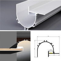 Profilé LED en aluminium anodisé courbé et flexible de qualité supérieure pour éclairage de plafond intérieur, à encastrer dans le plâtre