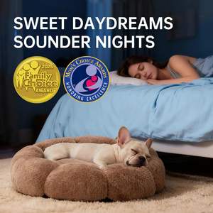 Cama Ortopédica Tipo Donut para Perros y Gatos, Base Antideslizante, Material <span class=keywords><strong>de</strong></span> Poliéster, Lavable a Máquina, Funda Extraíble, Felpa Corta - Product Image 5