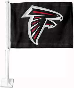 Expédition rapide, drapeau de voiture imprimé des Falcons d'Atlanta, 100% polyester, bannière incluse, mât de drapeau neuf - Product Image 3
