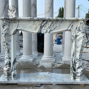 Chimenea de mármol tallada <span class=keywords><strong>a</strong></span> mano para el hogar, estatua de piedra Natural, manto de chimenea de mármol para interior - Product Image 6