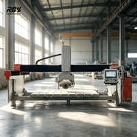 Machine de découpe de pierre de granit à cinq axes RBB HQ-3220DS avec moteur 29KW, télécommande, caméra et ventouse pour carrelage, haute rigidité
