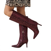 Bottes pour femmes à talon aiguille, style européen et américain, mi-mollet, en similicuir, coupe droite, 6 couleurs en stock