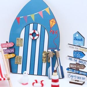 Accesorio en <span class=keywords><strong>Miniatura</strong></span> para Casa de Muñecas: Escena de Puerta de Elfo de Playa de Verano, Modelo de Silla de Playa Oceánica para Exteriores - Product Image 5