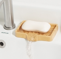 Support de Savon en Bois Personnalisé avec Logo pour Cuisine, Égouttoir à Savon en Bambou Auto-Drainant pour Salle de Bain avec Bec Verseur