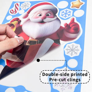 Pafu Double face imprimé Pvc mignon maison fête père noël bonhomme de neige arbre décalcomanies noël fenêtre autocollants - Product Image 2