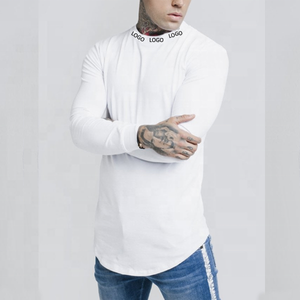 JL0901F, venta al por mayor, camisa blanca de manga larga, camisetas cuadradas en <span class=keywords><strong>blanco</strong></span> para hombre, camisetas de manga larga con cuello simulado para hombre - Product Image 2