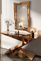 Nouvelle Arrivée Table Console Haut de Gamme Table d'Appoint de Hall Structure Géométrique Unique Console d'Entrée Fournisseur d'Usine Personnalisation Prise en Charge