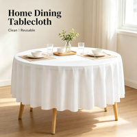 Lot de 10 nappes modernes en plastique blanc, diamètre 84 pouces, jetables, pour pique-niques en extérieur, anniversaires, mariages, célébrations