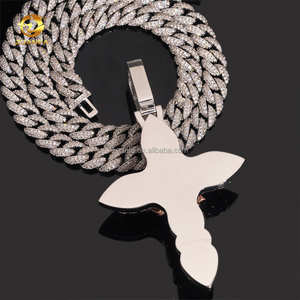 Cusrtomized Moda Homem Jóias Rose + White Gold Cor Hip Hop Pingente S925 VVS1 Moissanite Diamante Rose Flor Cruz Pingente - Product Image 3