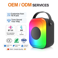 Enceinte de fête LED RGB compatible USB/TF/FM/AUX/TWS, haut-parleur de 4 pouces, puissance 8W, batterie lithium 3.7V 1800mAh