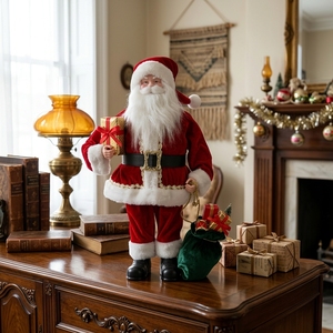 Figura Clásica <span class=keywords><strong>de</strong></span> Santa Claus <span class=keywords><strong>de</strong></span> Pie con Caja <span class=keywords><strong>de</strong></span> Regalo y <span class=keywords><strong>Bolsa</strong></span> Verde, Base con Peso para Mayor Estabilidad, Decoración para el Árbol <span class=keywords><strong>de</strong></span> <span class=keywords><strong>Navidad</strong></span> - Product Image 2