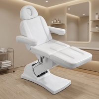 Table de massage professionnelle électrique réglable en hauteur pour salon de beauté, lit de soin des cils à plateau incurvé blanc en mousse à mémoire de forme PU