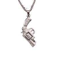 Hip Hop Revolver Pendentif Collier En Acier Inoxydable Avant-garde Mode Collier Hommes Militaire Fan Main Modèle Pistolet Collier