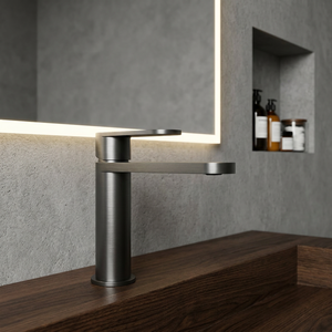 Grifo de lavabo con maneta de una sola palanca, acabado en plata cepillada/gris plomo/oro champán, montaje en encimera, giratorio 360°, para baño de hotel, OEM - Product Image 1