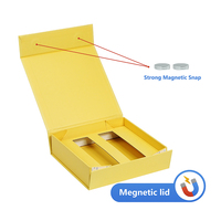 Boîte cadeau magnétique pliable personnalisée jaune avec insert en carton divisé sur mesure, boîte rigide plate pour coffret cadeau de tubes cosmétiques