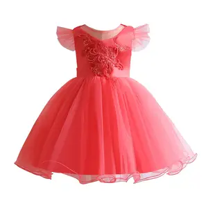 Baby 'S Eerste Verjaardag Doopjurk Meisje Prinses Pompeus Rok Bloem Kind Little Dress Baby 100 Dag Jurk 891