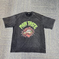 T-shirts personnalisés avec logo vintage, effet délavé, pour hommes, en coton lourd, impression DTG, design imprimé