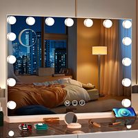 Cermin Rias LED Sentuh Pintar dengan Suhu Warna yang Dapat Disesuaikan, Konstruksi Paduan Aluminium, Lampu LED yang Dapat Diredupkan