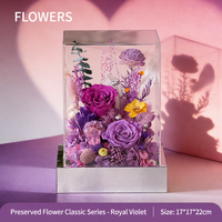 Rose éternelle préservée dans une boîte en acrylique miroir, arrangement floral éternel, cadeau pour la Saint-Valentin, la fête des mères, décoration de table à la maison