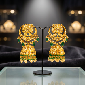 Pendientes de Aro WOW Chaand con Diseño Floral, Jhumkis para Bodas y Otras Ocasiones - Product Image 3