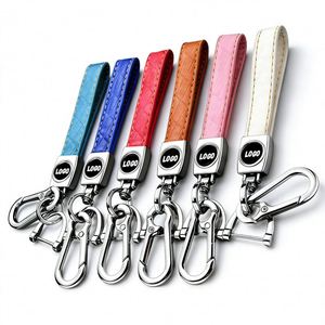 <b>Custom</b> Logo Printed Personalized Keychains Pu Leather Chains Promotion Car Brand <b>Key</b> Holder Ring Metal Keychain Gift - Product Image 1