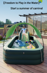 Piscine gonflable pliable extérieure avec toboggan pare-soleil pour jeux d'eau pour enfants prend en charge les leçons de <span class=keywords><strong>natation</strong></span> pour enfants - Product Image 3