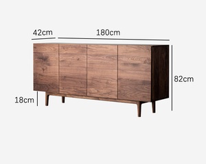 Mueble de TV de Madera Maciza de Nogal Negro Personalizable, Mesa Minimalista para Ahorrar Espacio en la Sala de Estar, con 5+ Cajones y Compartimentos - Product Image 6