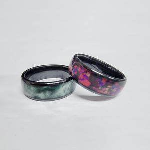 Bague en céramique à motifs avec incrustation colorée pour hommes et femmes, étanche, intelligente, NFC, connectée, avec fonction de contrôle d'accès, puce NTAG216. - Product Image 1
