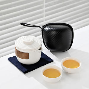 Juego de Té de Cerámica para Viaje con Tapa, Portátil, Una Tetera, Dos Tazas, Bolsa de Almacenamiento, Juego Completo - Product Image 1
