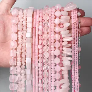 Accesorios de joyería DIY, cuentas redondas de cuarzo rosa, cuentas facetadas, forma de rueda de estrella, cristal natural hecho a mano de cuentas sueltas para GIF