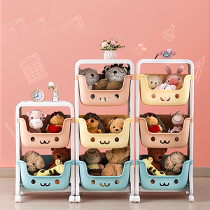 Hot Selling Plastic PP Multilayer DIY Kids Toy Storage Basket Racks Shelf Snacks Sundries Organizer With Wheels