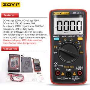 Multimètre ZOYI ZT109/111, testeur de transistors et de condensateurs, True-RMS, instruments de mesure et d'analyse automobiles ZT109 / ZT111, ZT10 - Product Image 5