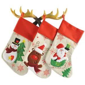 Wholesale Christmas Gift Socks Cartoon Christmas Gift Bag Christmas Stocking Embroidery for kids gift