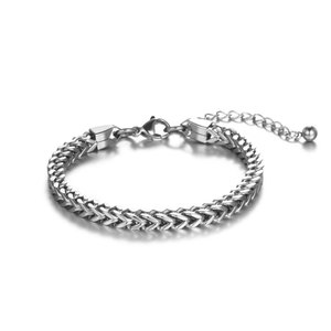 Bracelet carré en acier titane, couleur or, design géométrique, bijoux à la mode pour hommes et femmes - Product Image 2