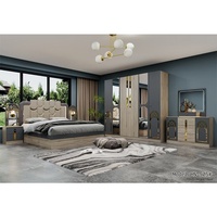 Ensemble de chambre à coucher moderne de luxe turc, meubles pour la maison fabriqués en Chine, armoire et lit queen size 1800*2200, matériau MDF