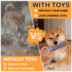 El Yapımı Kırılmaz Pamuk Halat ve TPR Köpek Çiğneme Oyuncakları Seti, Orta ve Büyük Irklar İçin Agresif Çiğneyiciler İçin Köpek Halat Oyuncakları - Product Image 6