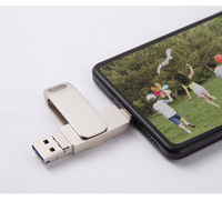 Flashdisk USB Tipe C Baru Dual Port OTG U Disk Metal Pendrive Logo Kustom Memory Stick Portabel