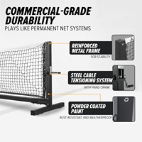 Filet de pickleball portable de 22 pieds, en tube galvanisé robuste, avec logo personnalisé, roues durables et pratiques pour une utilisation sportive