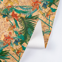 Tissu en liège naturel au mètre, imprimé floral, cuir PU en liège pour semelles de chaussures, artisanat